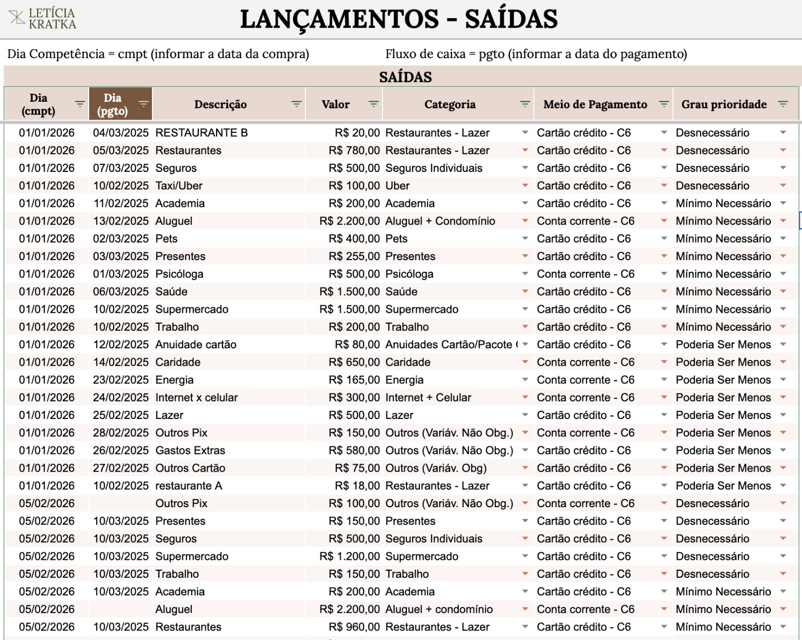 App Caixa Livre mostrando saídas